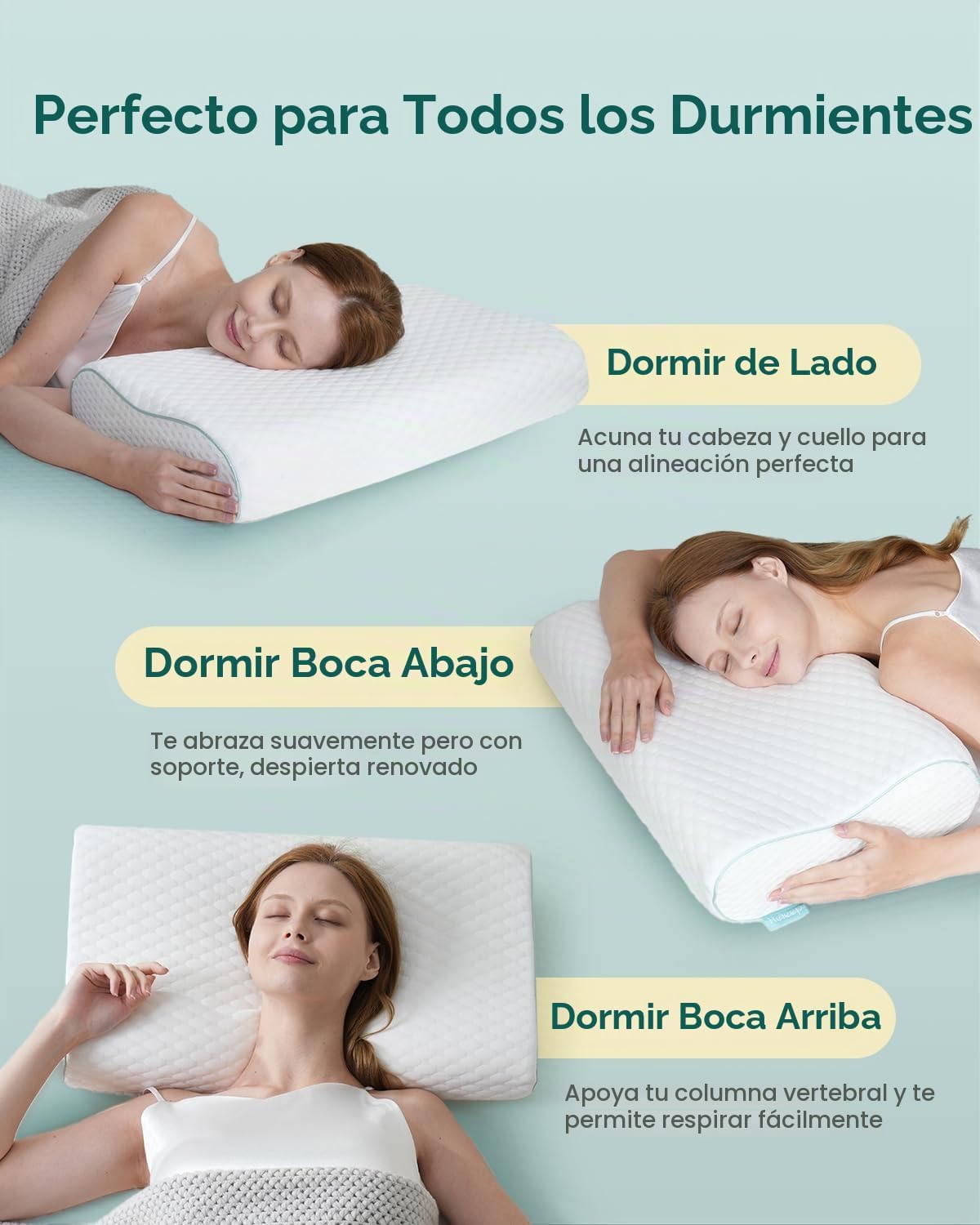 Releep Almohada cervical para el cuello, almohada para dormir de la...