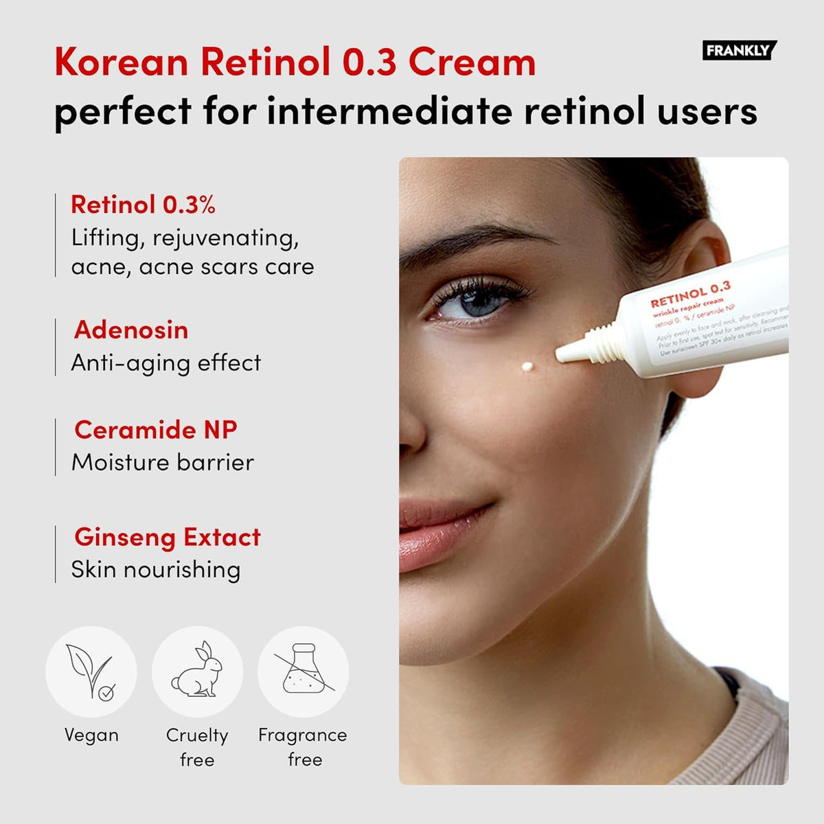 FRANKLY Retinol 0.3% Crema, 0.7oz - Retinol Intensivo Coreano | Cre...