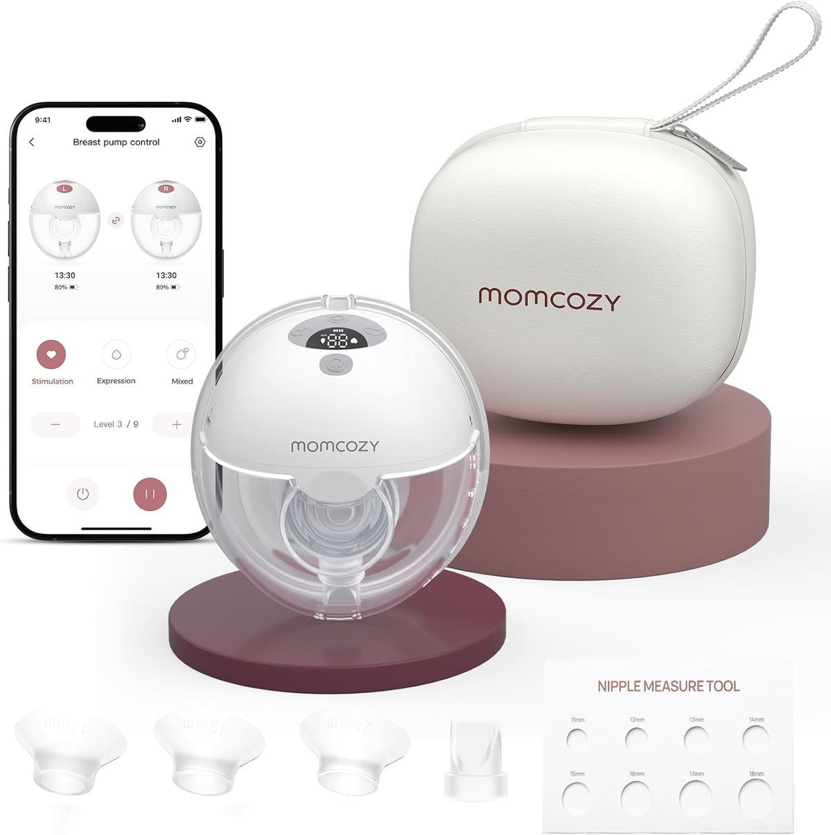 Momcozy Extractor de leche portátil controlado por aplicación intel...