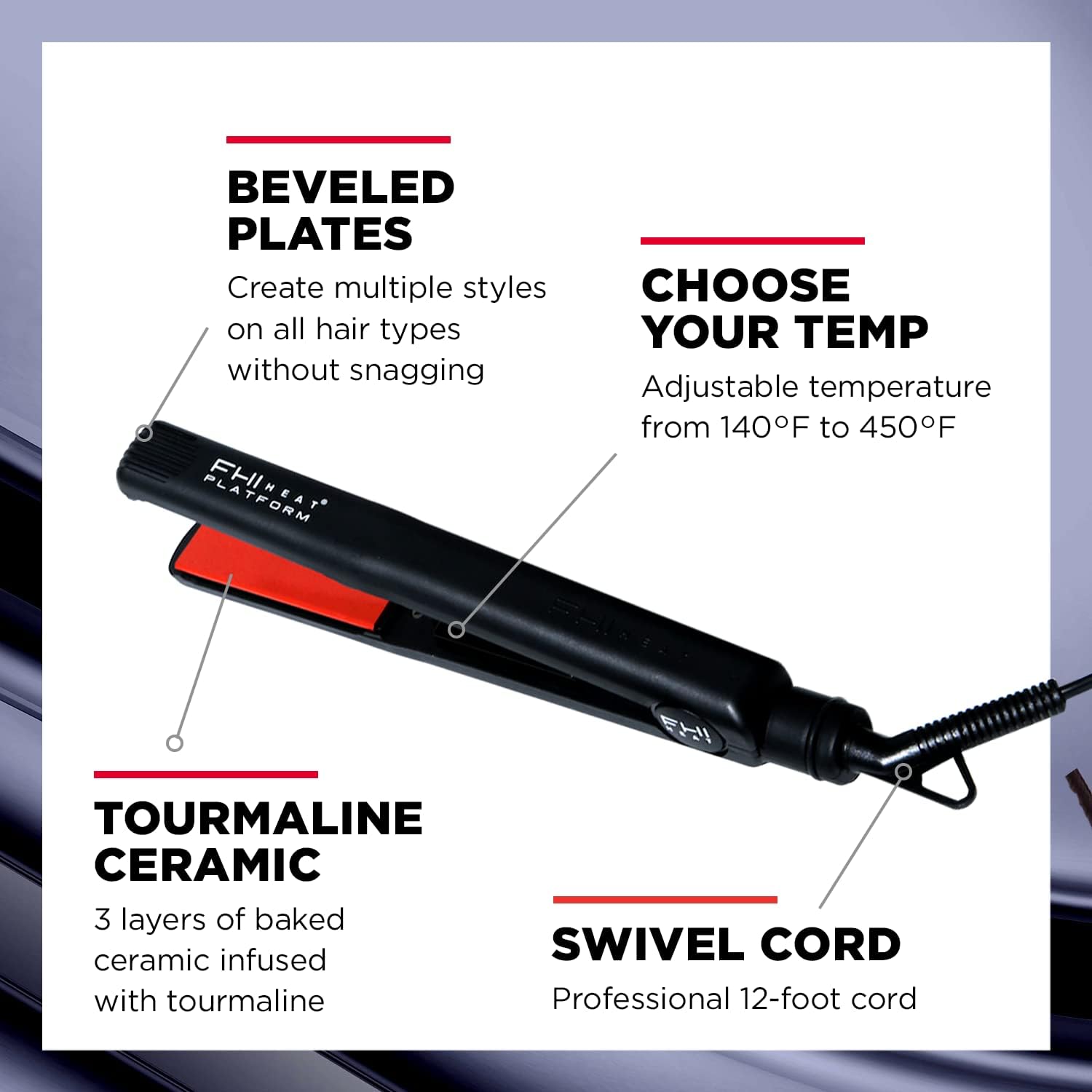 FHI Heat Platform Pro Styling Turmalina Plancha de pelo 1" | 140°\u...
