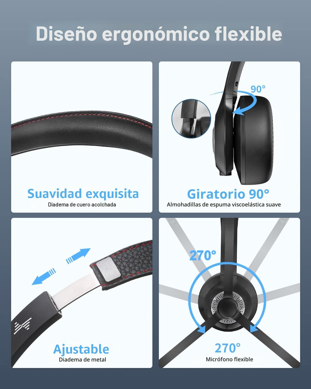 JIAMQISHI Auriculares inalámbricos con micrófono Bluetooth con canc...