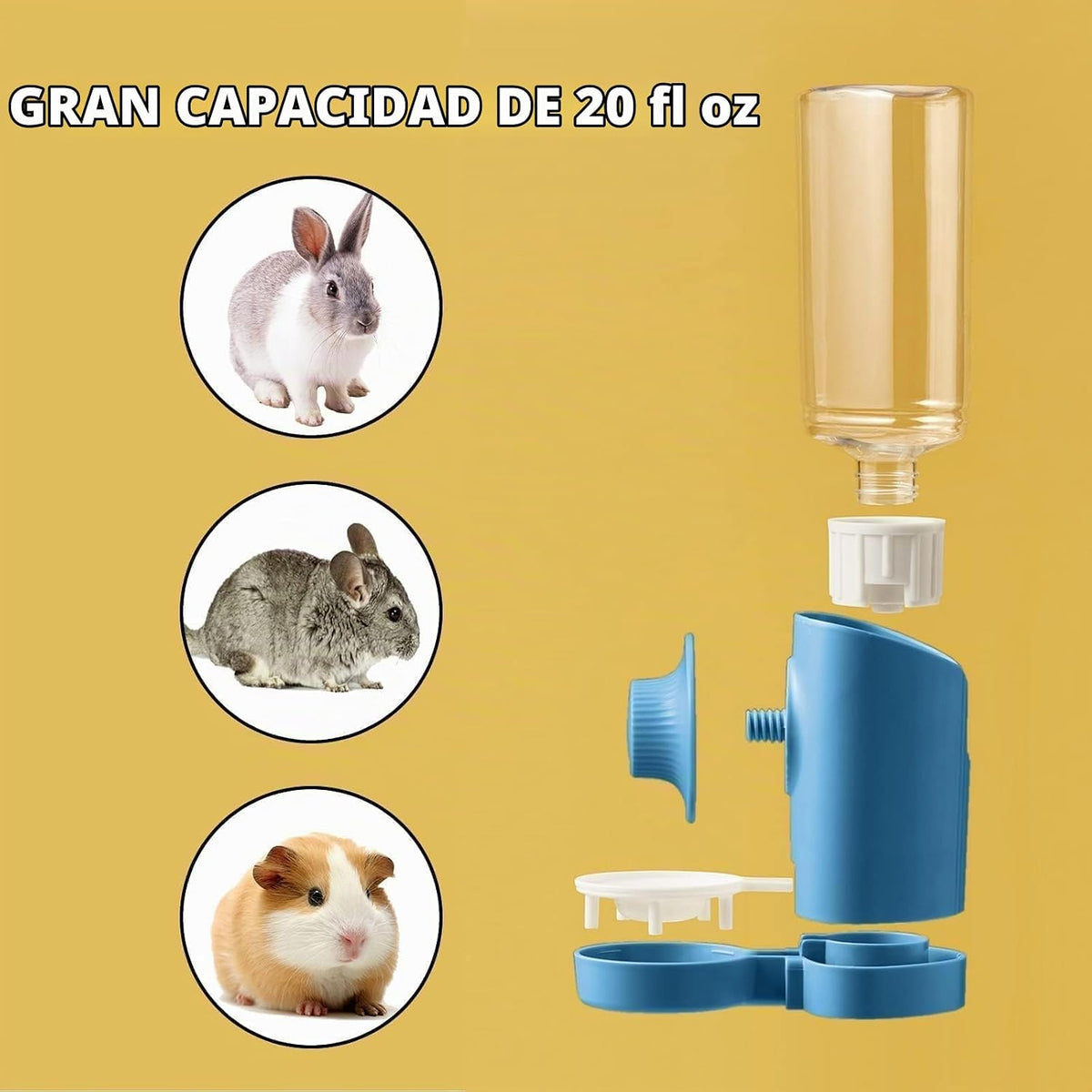 Botella de agua para conejo, 20.3 fl oz\/21 oz, dispensador de agua...