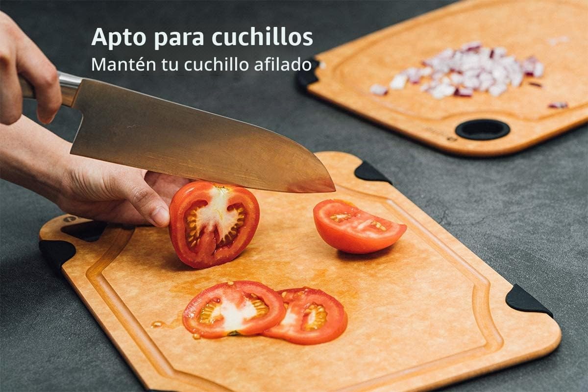 Tabla de cortar para cocina, tabla de cortar TOPTIER de fibra de ma...