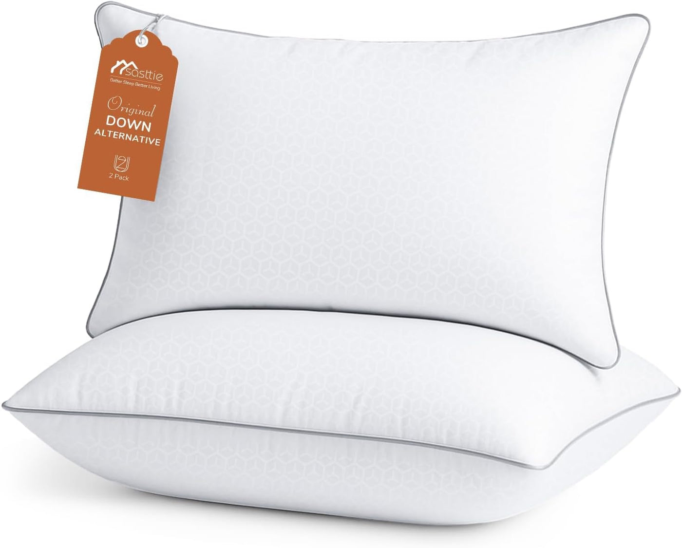 Sasttie - Juego de 2 almohadas tamaño Queen, almohadas de cama para...
