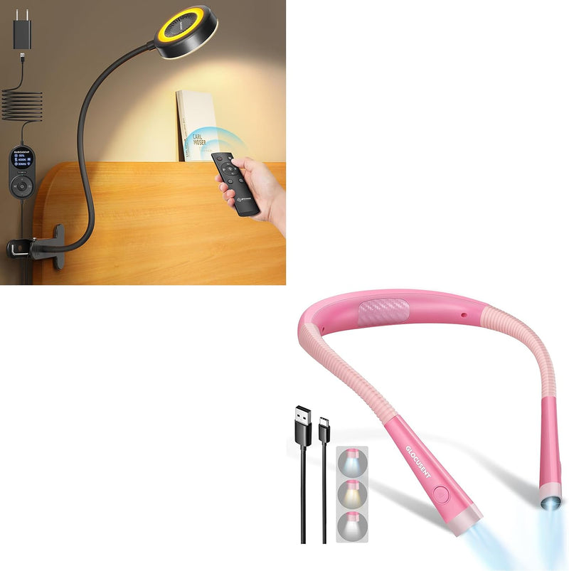 Glocusent Luz con clip y luz de libro para el cuello