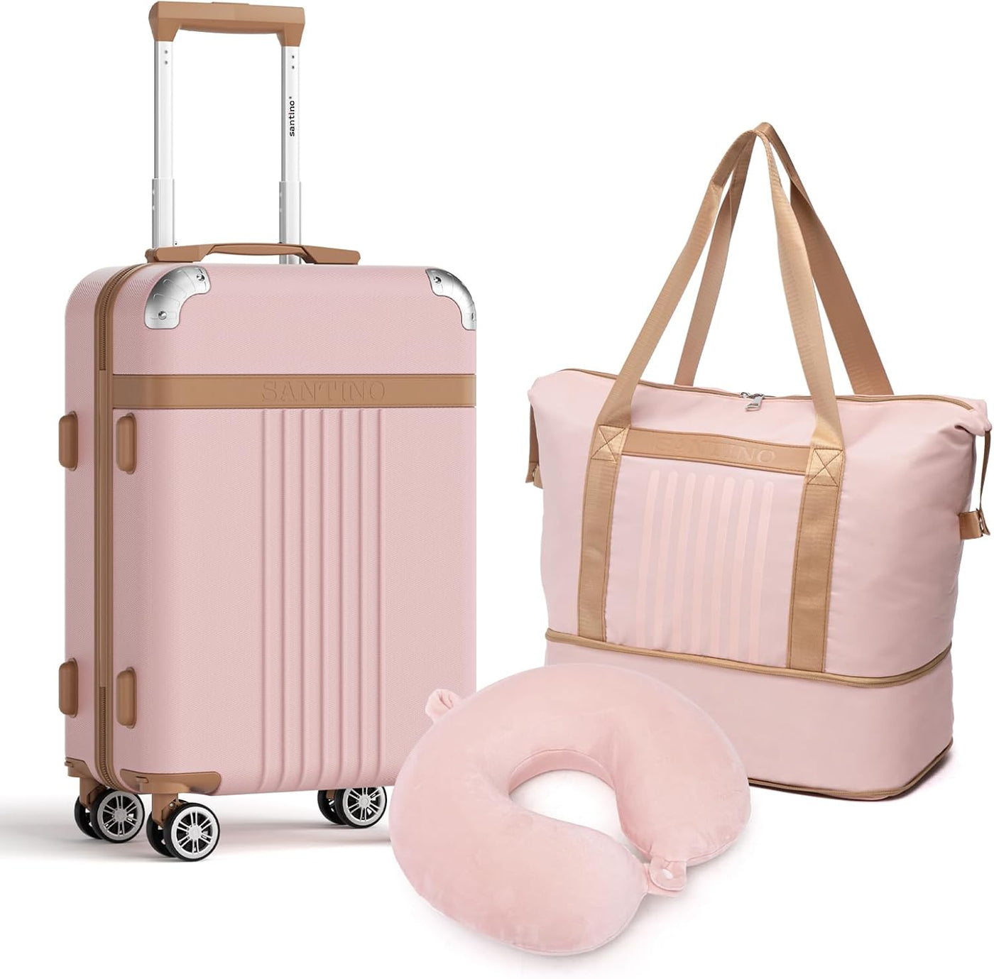Santino Equipaje, Rosa, 22 x 14 x 9 pulg., Equipaje con rueda girat...