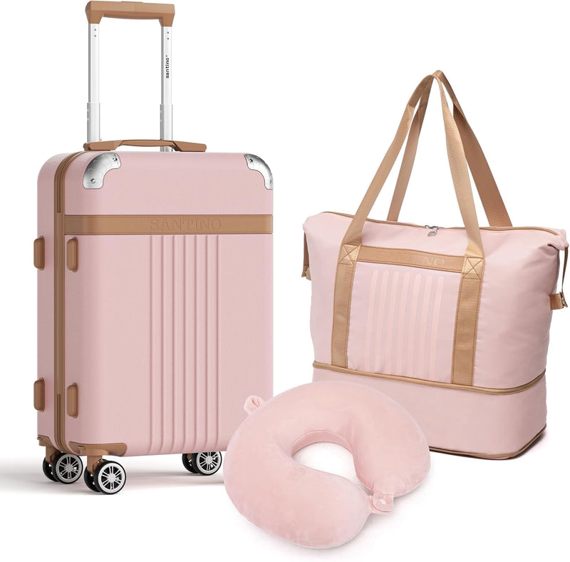Santino Equipaje, Rosa, 22 x 14 x 9 pulg., Equipaje con rueda girat...
