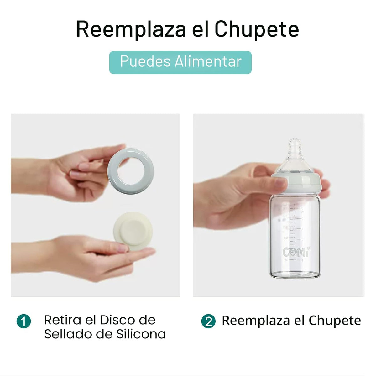 COMI Botella de vidrio de cuello ancho para la colección de leche m...