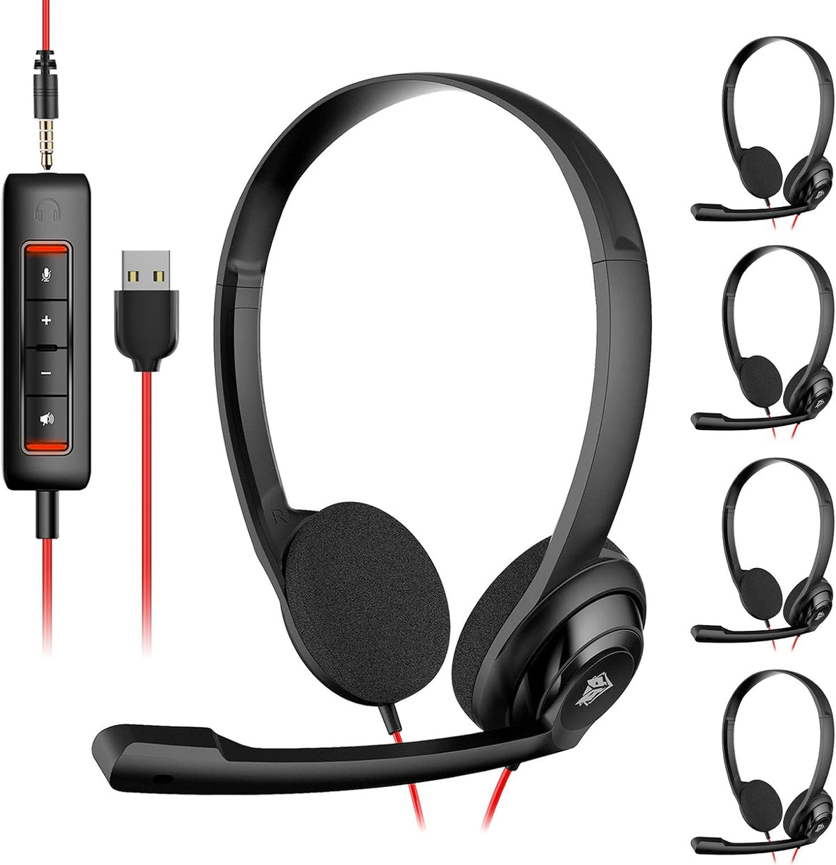 NUBWO Auriculares USB con micrófono para computadora portátil, auri...