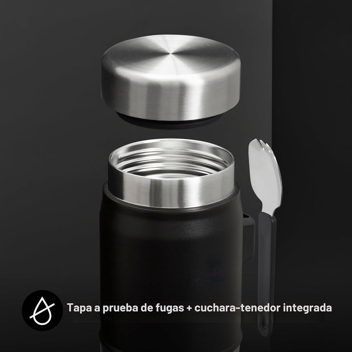STANLEY 1913 Tarro de comida clásico con tenedor 0,4 L - Negro | Ma...