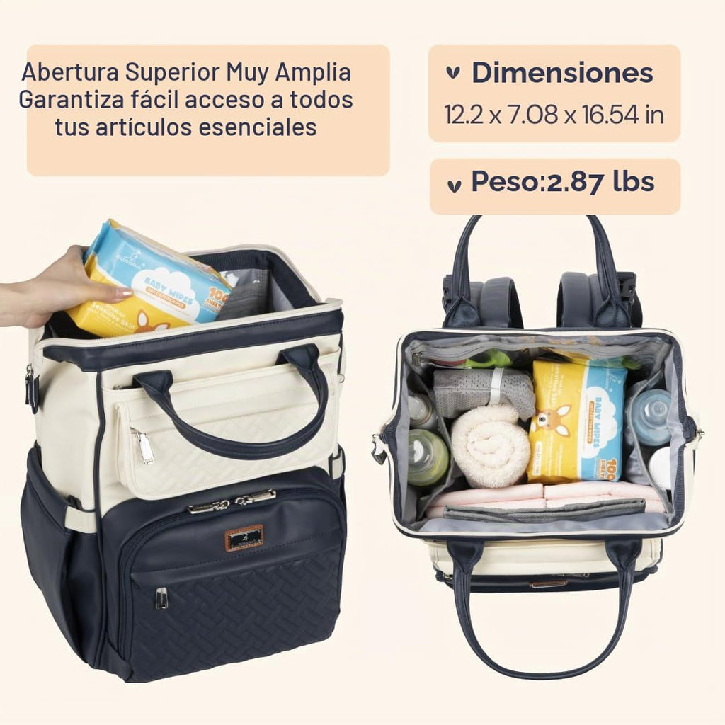 BabbleRoo Mochila de Pañales de Cuero, Bolsas Grandes Multifunciona...
