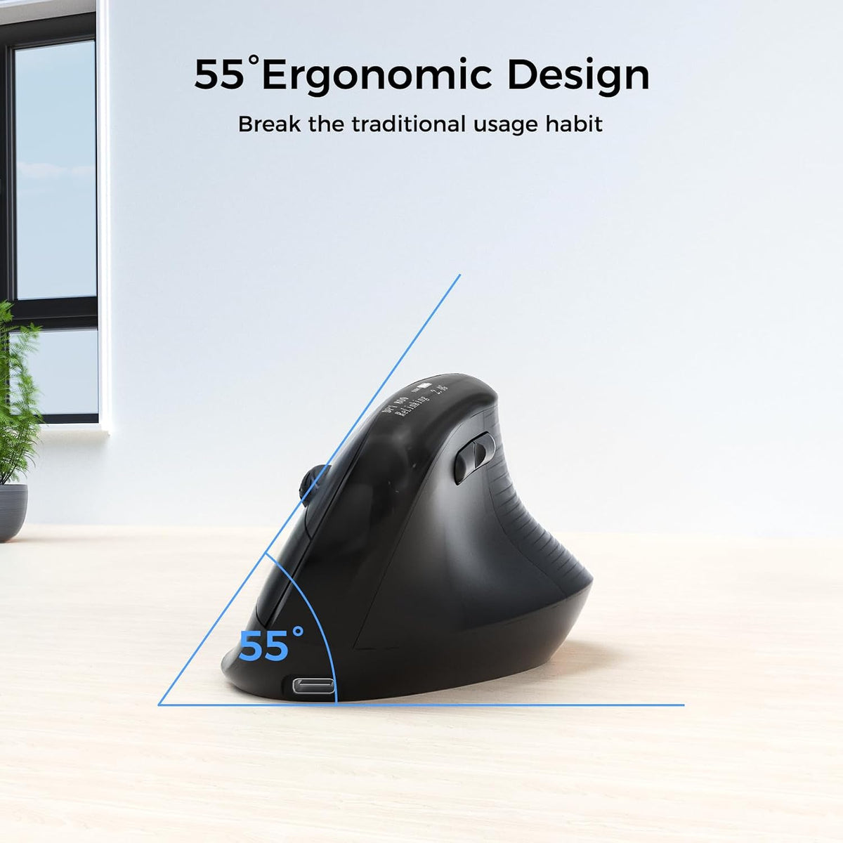 JKEAST Ratón ergonómico inalámbrico con pantalla, mouse vertical Bl...