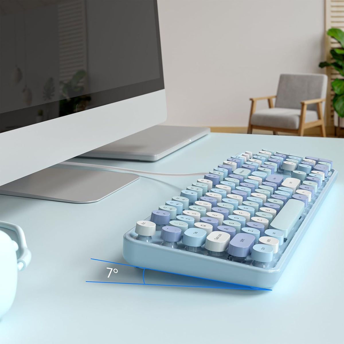 Dilter - Teclado con cable, teclado de tamaño completo tipo máquina...