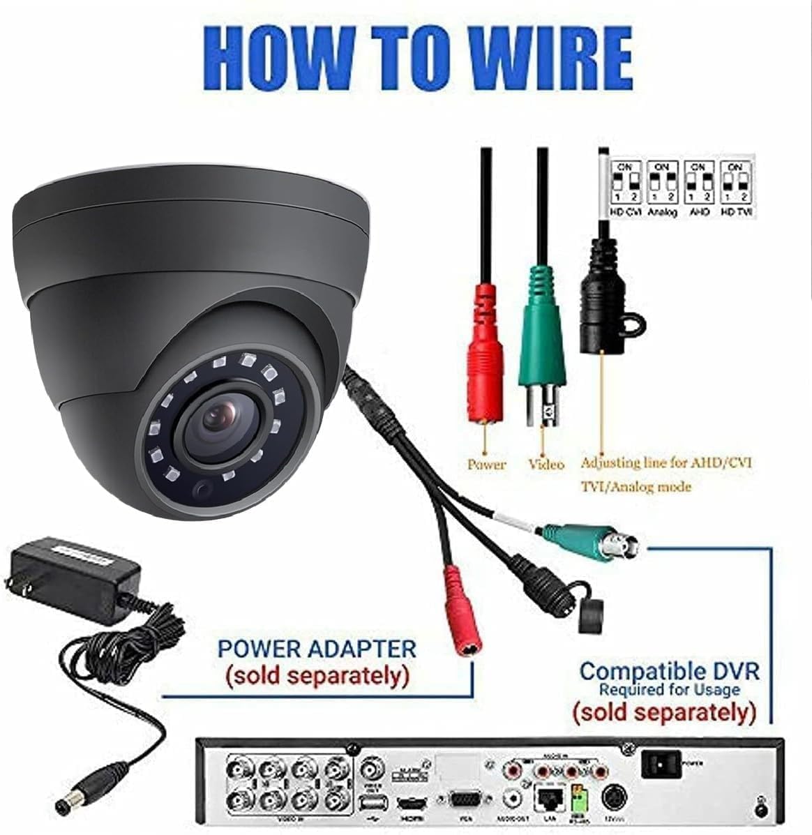 Cámara de seguridad de vigilancia CCTV 2MP TVI AHD domo, lente de 2...