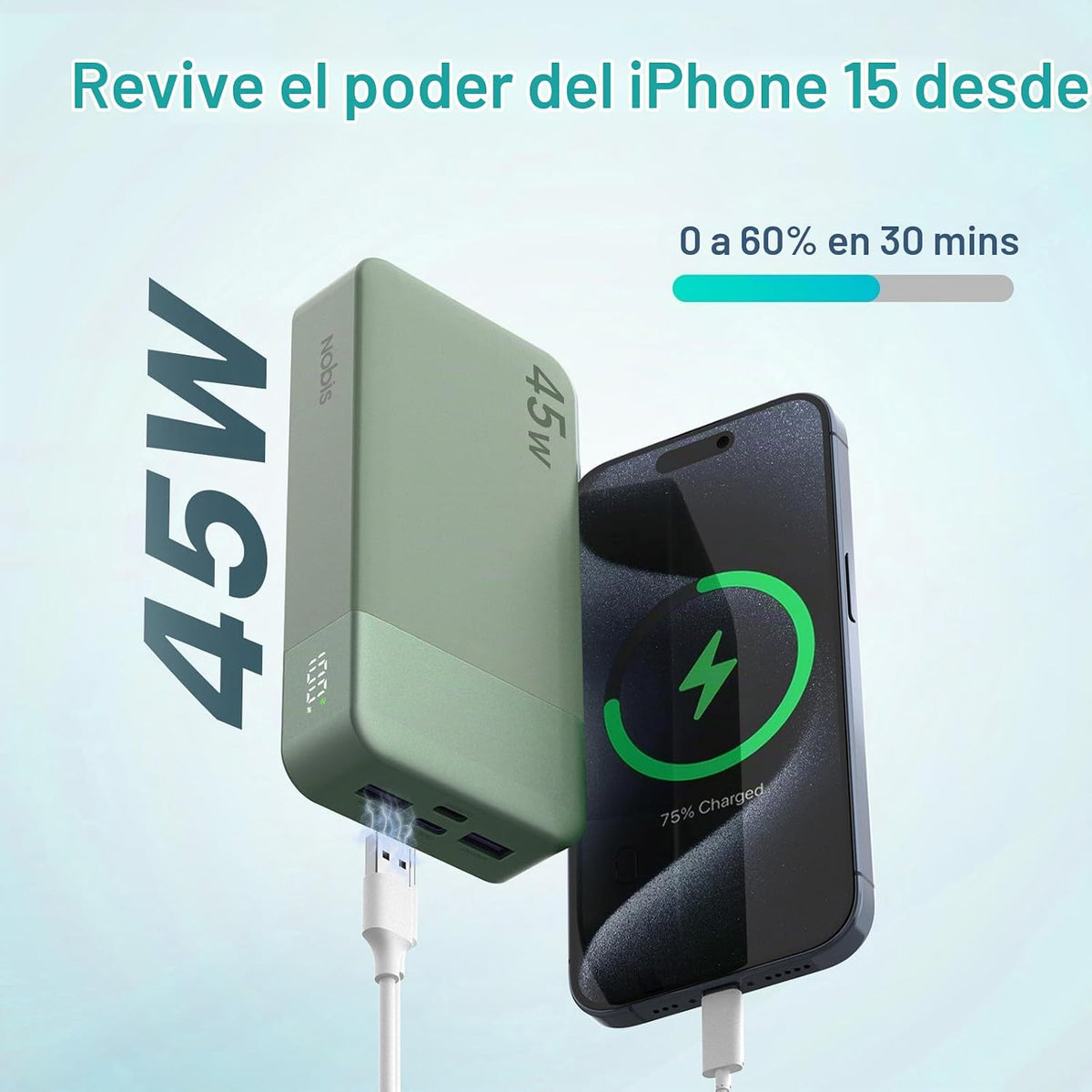 NOBIS Cargador portátil, 45W 20000mAh Power Bank y 35W 10000mAh Pow...