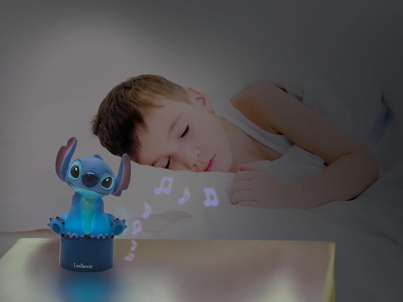 LEXiBOOK, Disney Stitch, luz nocturna con altavoz, cambio de color,...