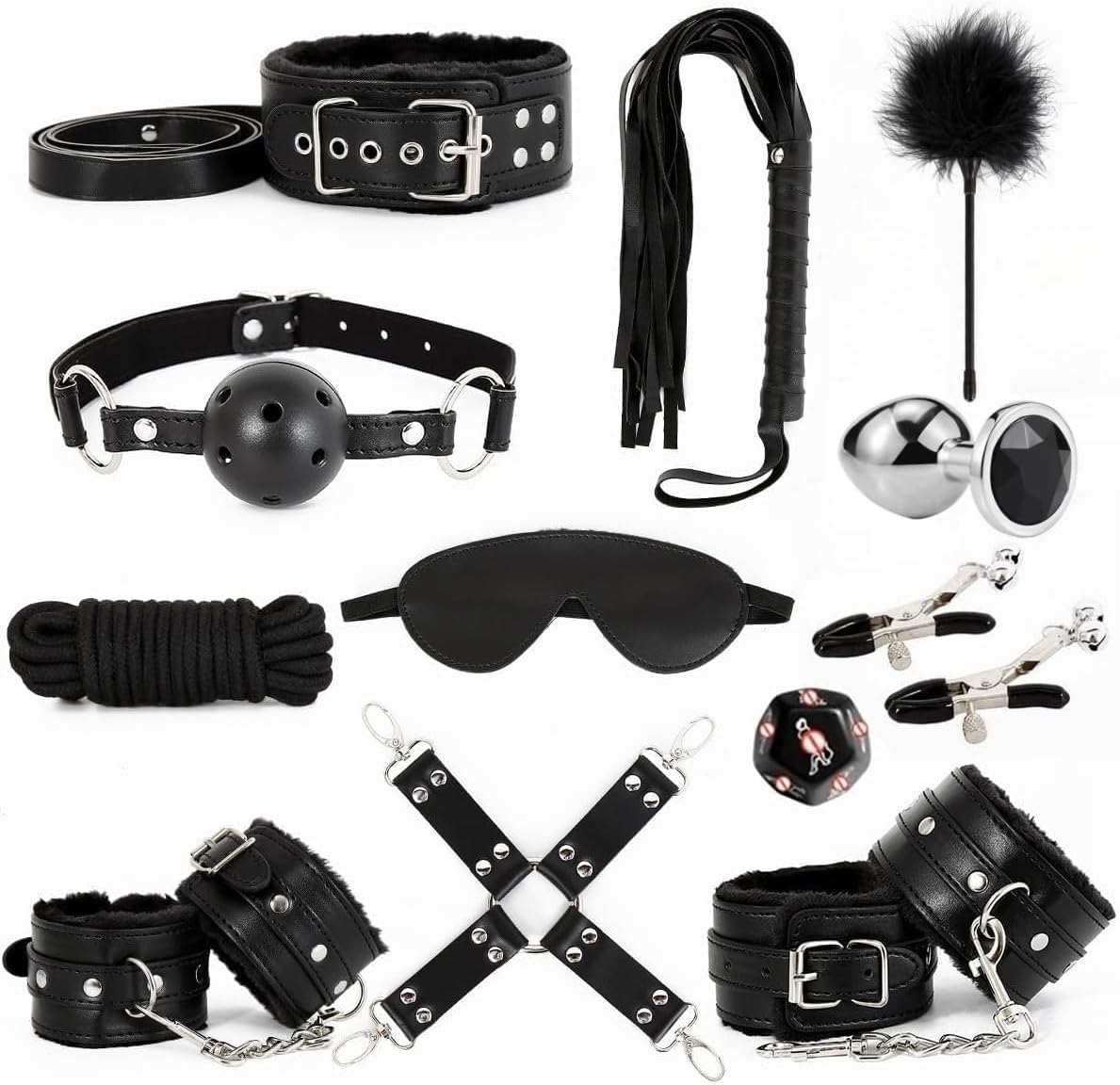 Kits de Restricciones de Bondage Sexual Juguetes BDSM 12 Piezas Esp...
