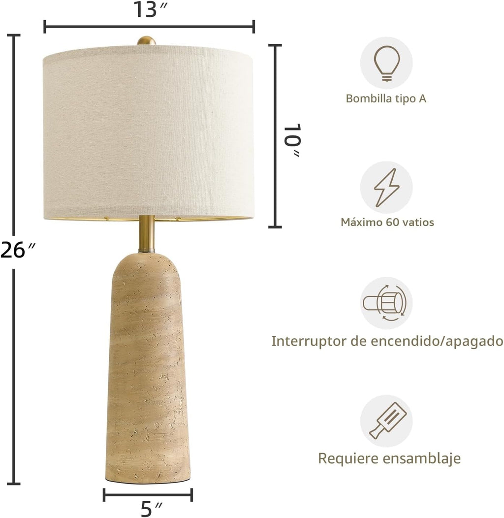 BOBOMOMO Juego de 2 lámparas de mesa modernas, lámpara de resina be...