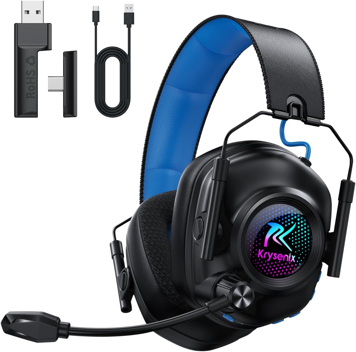 Auriculares inalámbricos para juegos Krysenix con micrófono con can...