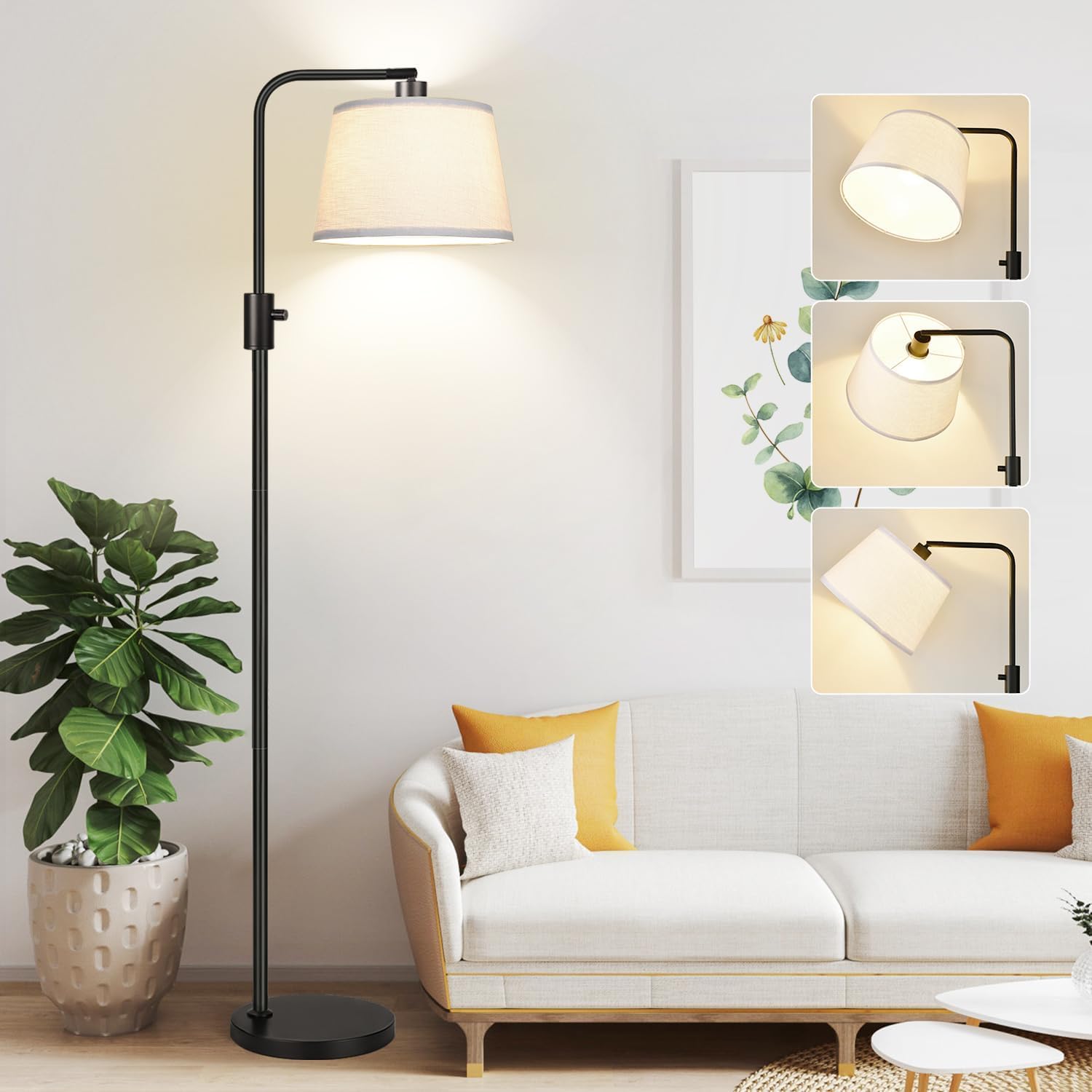 Nintiue 【Actualizada】Lámpara de pie regulable, bombilla LED de 1000...