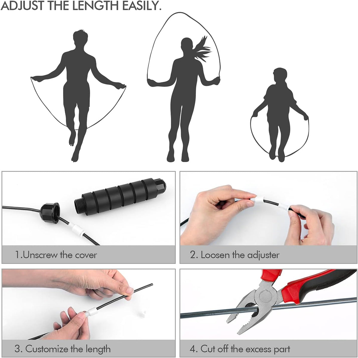 Cuerda de saltar sin enredos de velocidad rápida, cable de salto co...