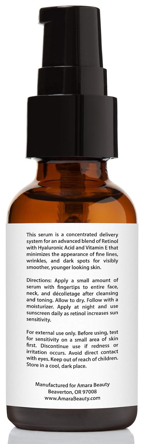 Suero de retinol al 2.5% con ácido hialurónico y vitamina E, 1 fl....