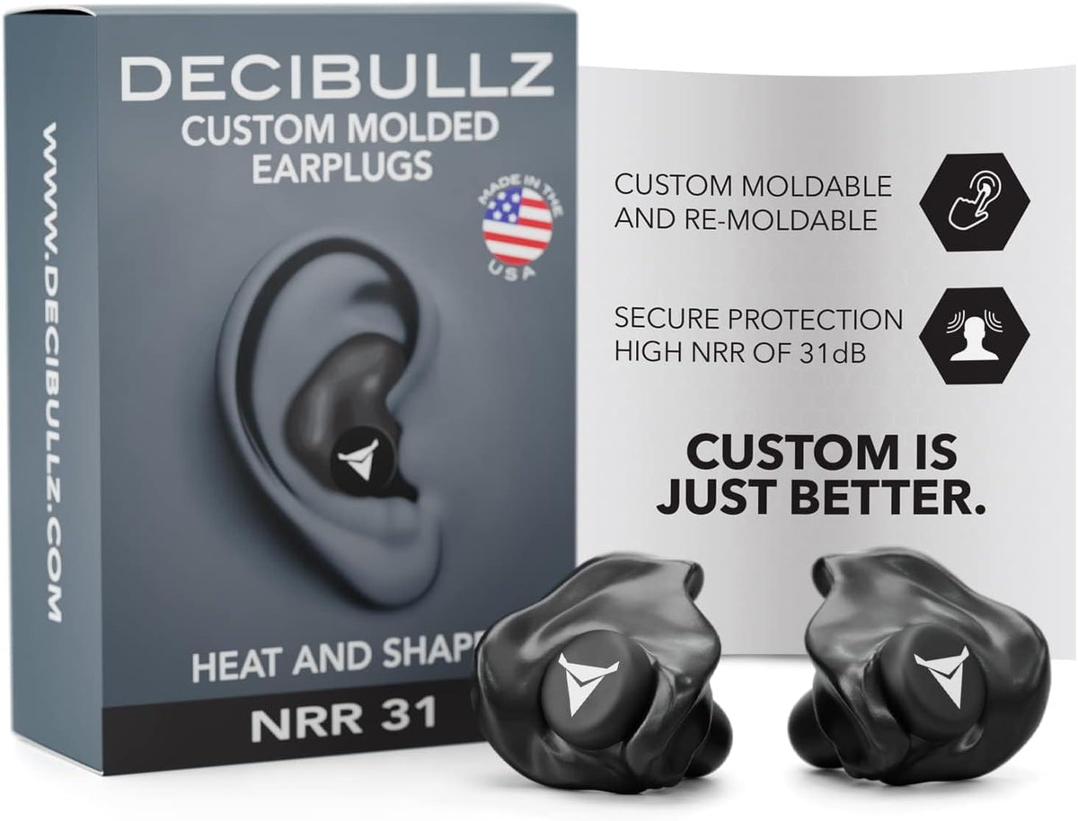 Decibullz - Tapones para oídos moldeables a medida, 31 dB NRR más a...