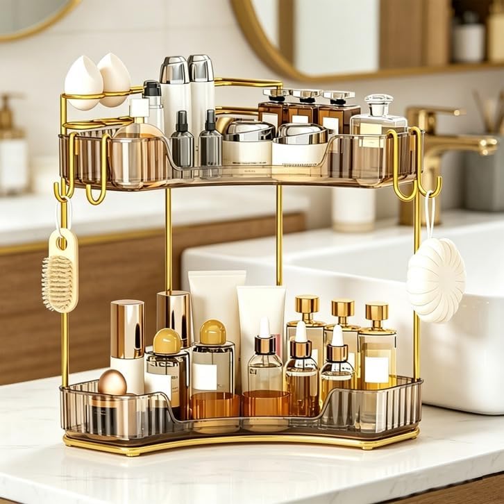 Greenby Organizador esquinero de 2 niveles para mostrador de baño,...