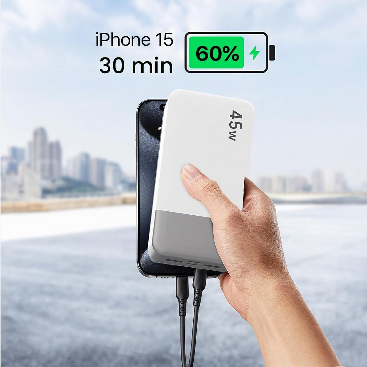 JUOVI Cargador portátil de banco de energía 45W 20000mAh | PD QC ca...