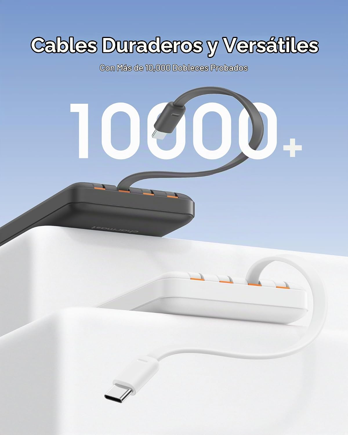 charmast Cargador portátil de carga rápida, 4 cables incorporados,...