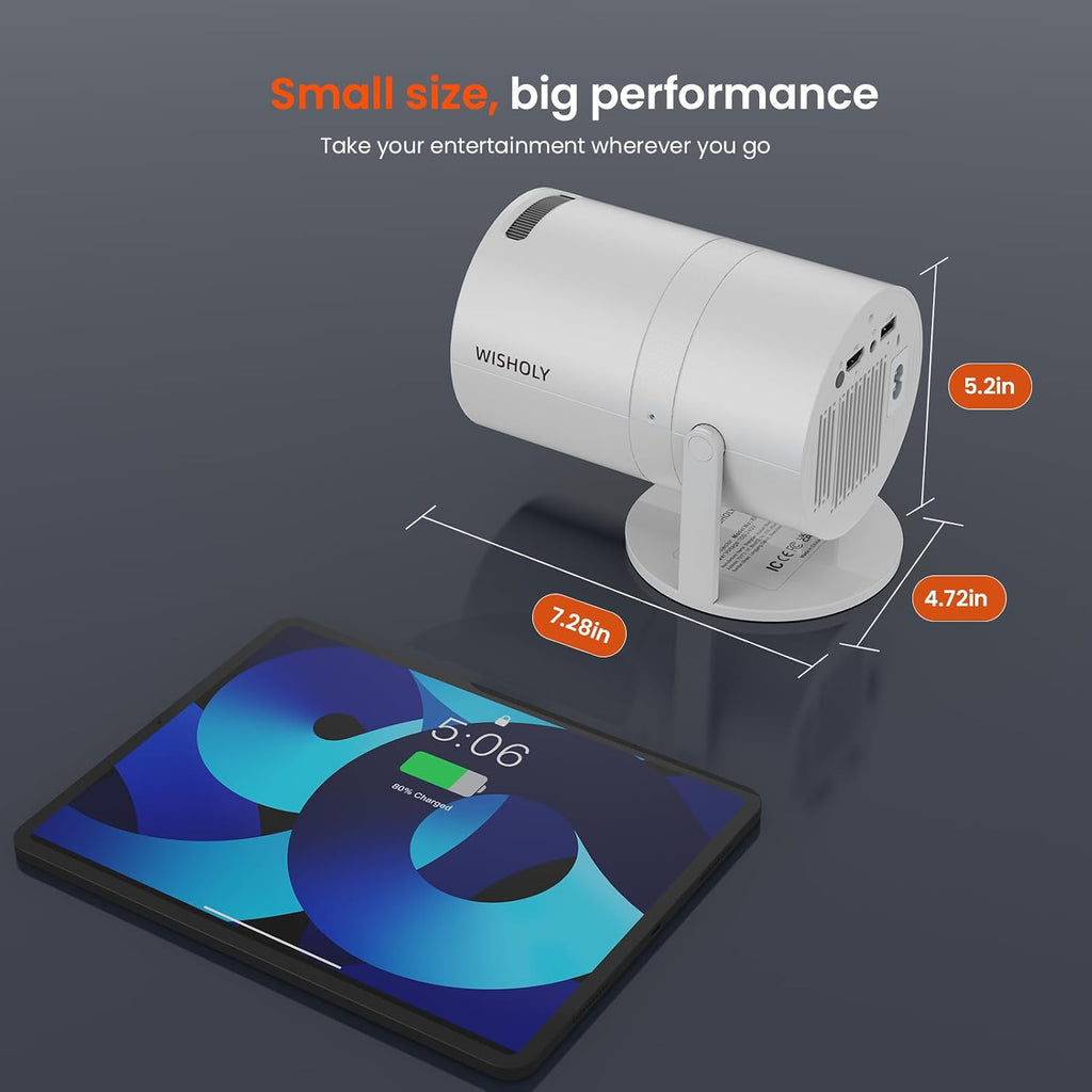 WISHOLY Mini Proyector con WiFi y Bluetooth, Proyector de Películas...