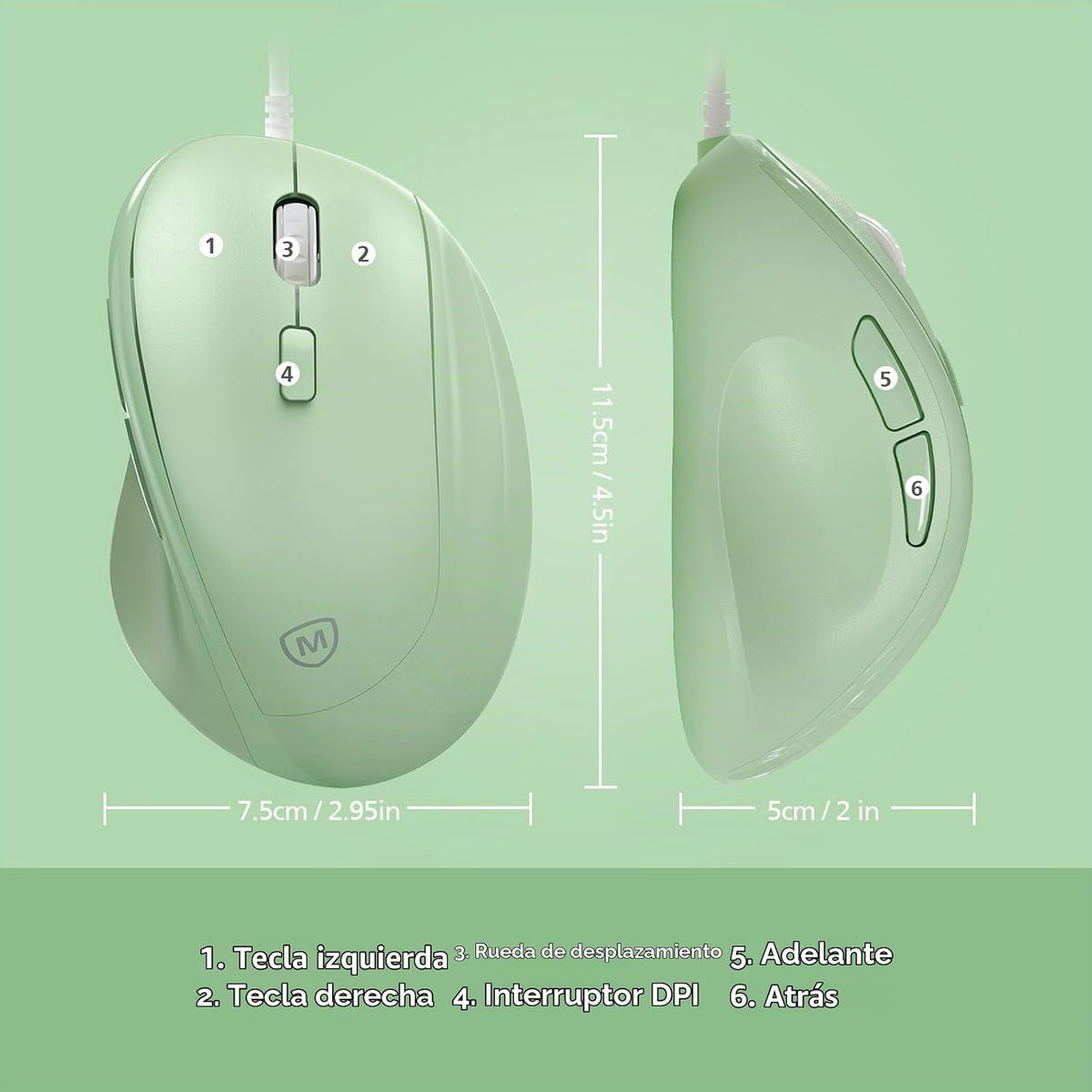 Micropack - Mouse ergonómico con cable para laptop, computadora de...