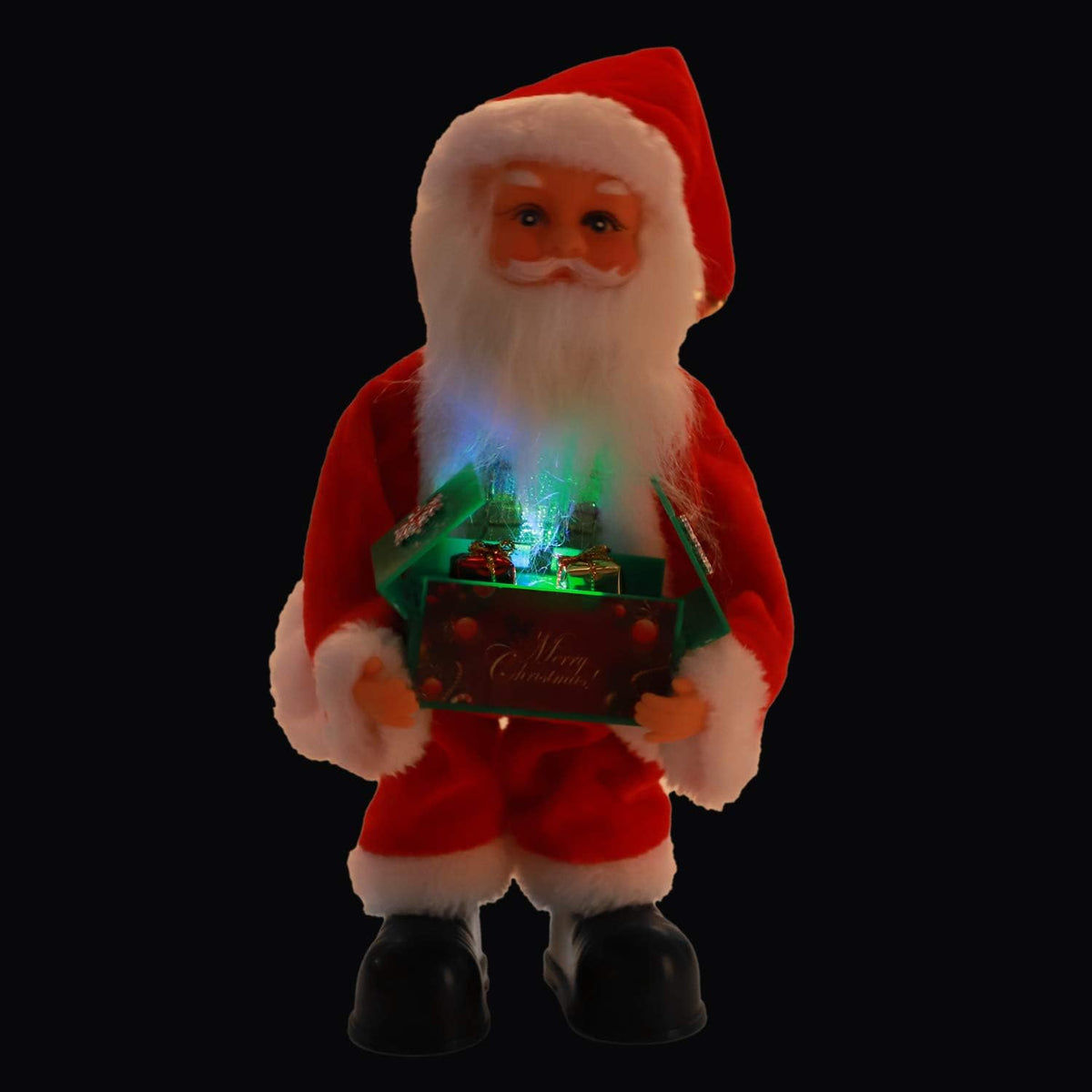 Caja de regalo iluminada con apertura eléctrica de Papá Noel, figur...