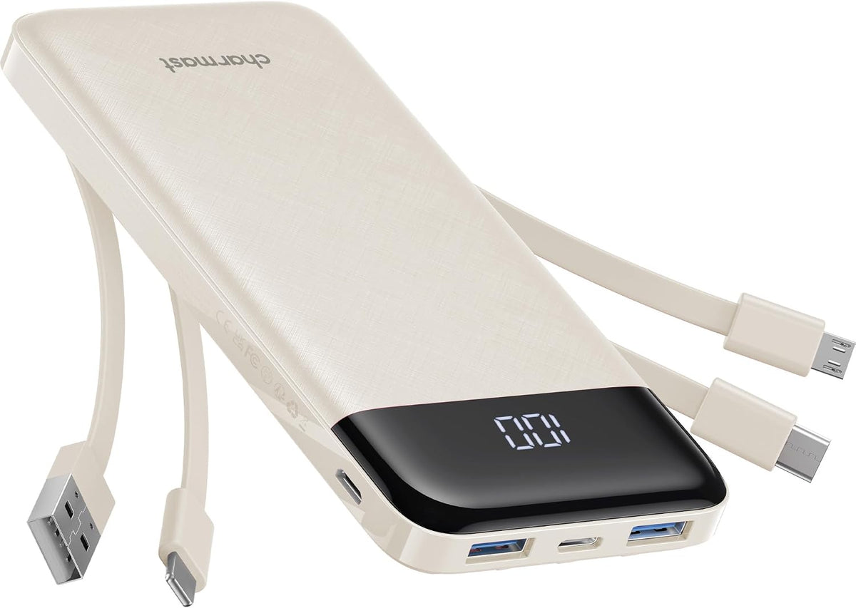 charmast Cargador portátil de banco de energía 10000mAh con 4 cable...