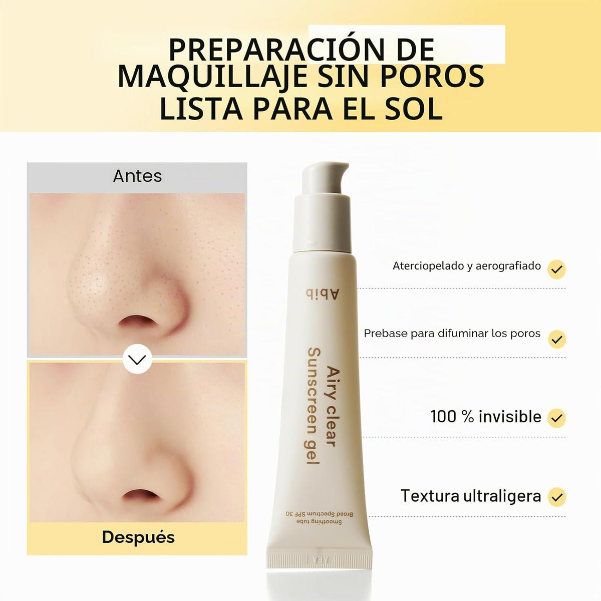 Abib Airy Clear - Gel protector solar SPF 30, 1.01 fl.oz (1.06 oz),...