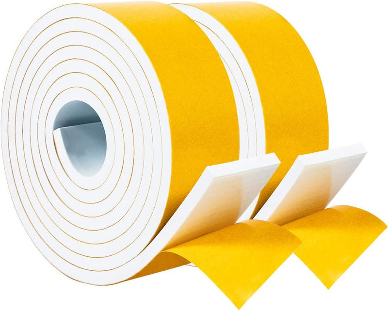 Yotache Burlete de espuma blanca de 2" x 1\/4", cinta adhes...