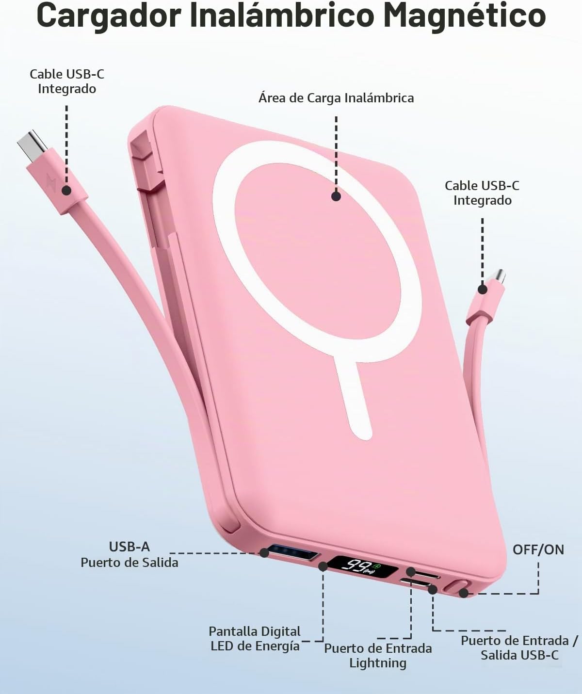 Gawegar para cargador portátil MagSafe, banco de energía magnético...