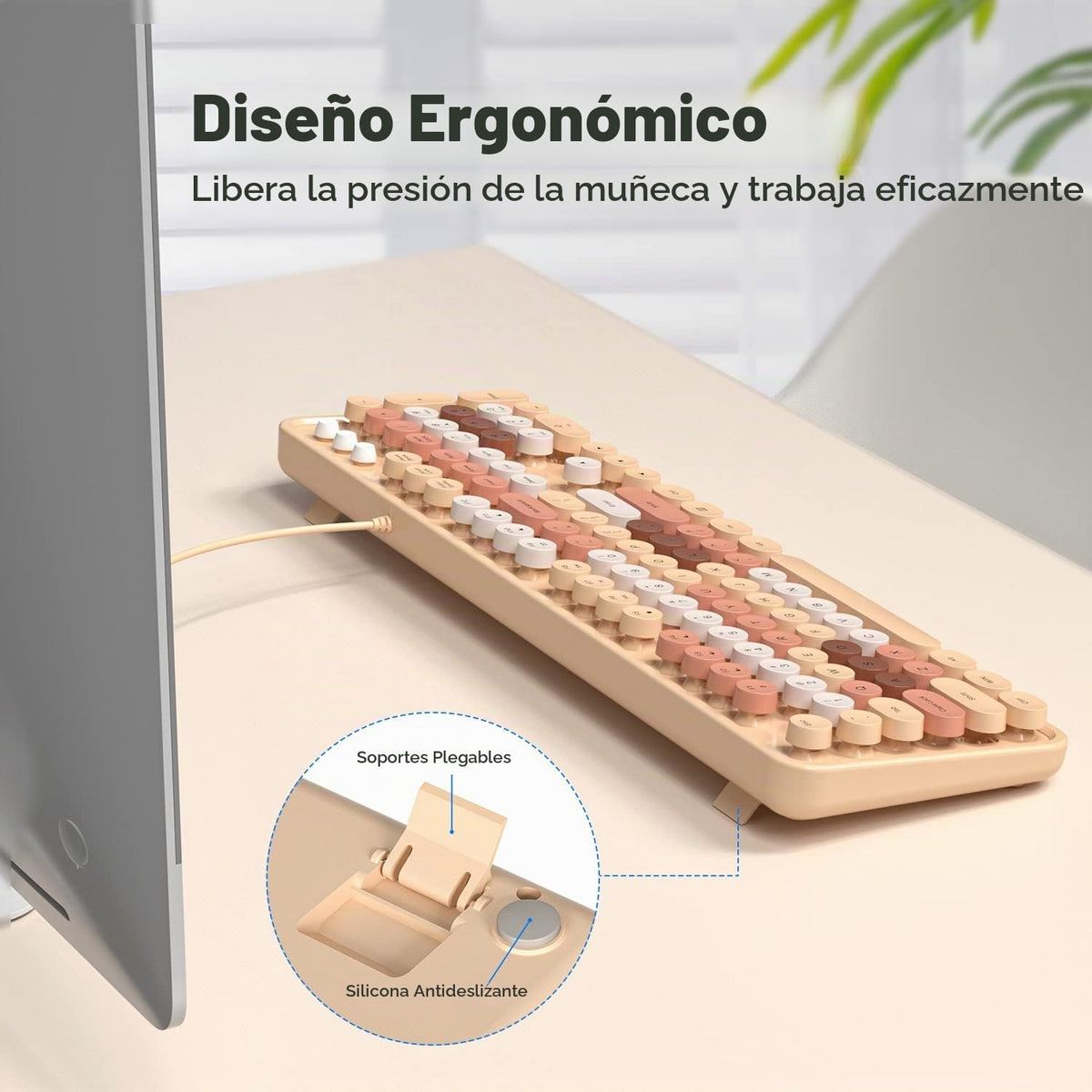 MOWUX Teclado de Computadora con Cable, Plug and Play USB Teclado R...