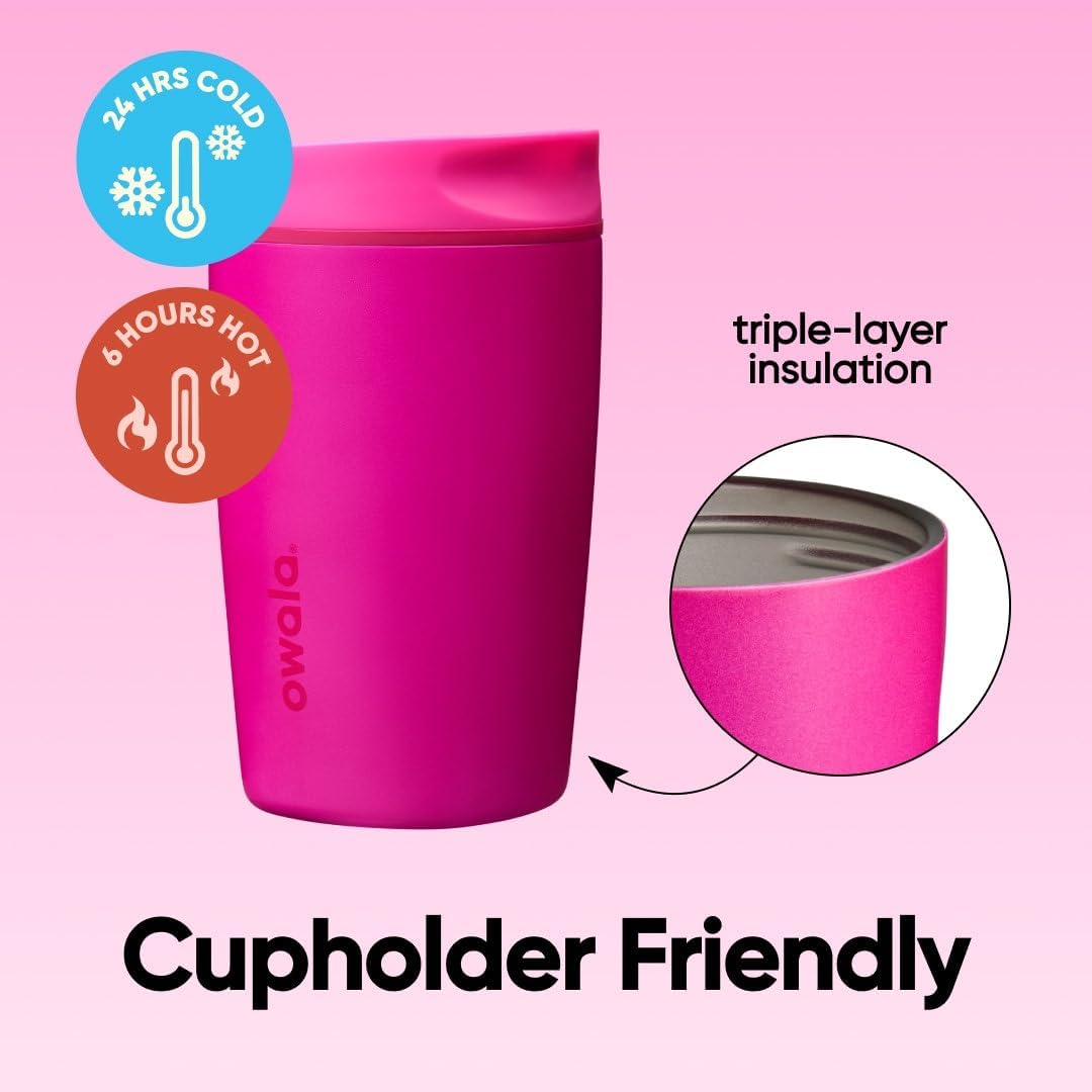 Owala SmoothSip Slider - Vaso de café de acero inoxidable con aisla...