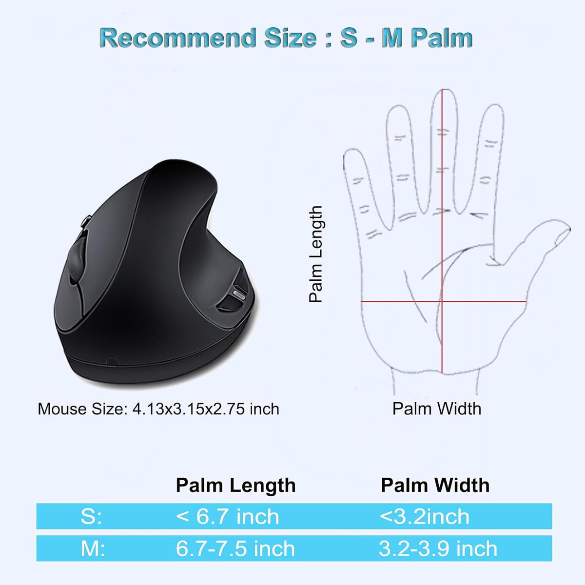 SUNGI Ratón óptico ergonómico inalámbrico vertical de 2,4 GHz para...