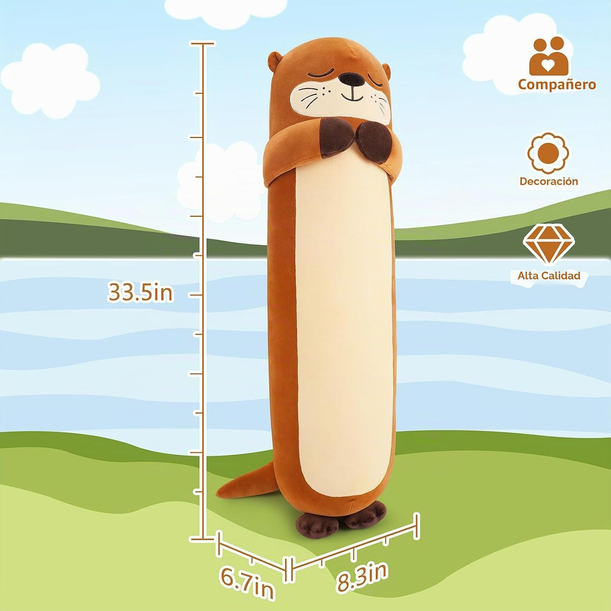Sprinqdawin Animales de peluche de nutria grande, 33.5 pulgadas de...