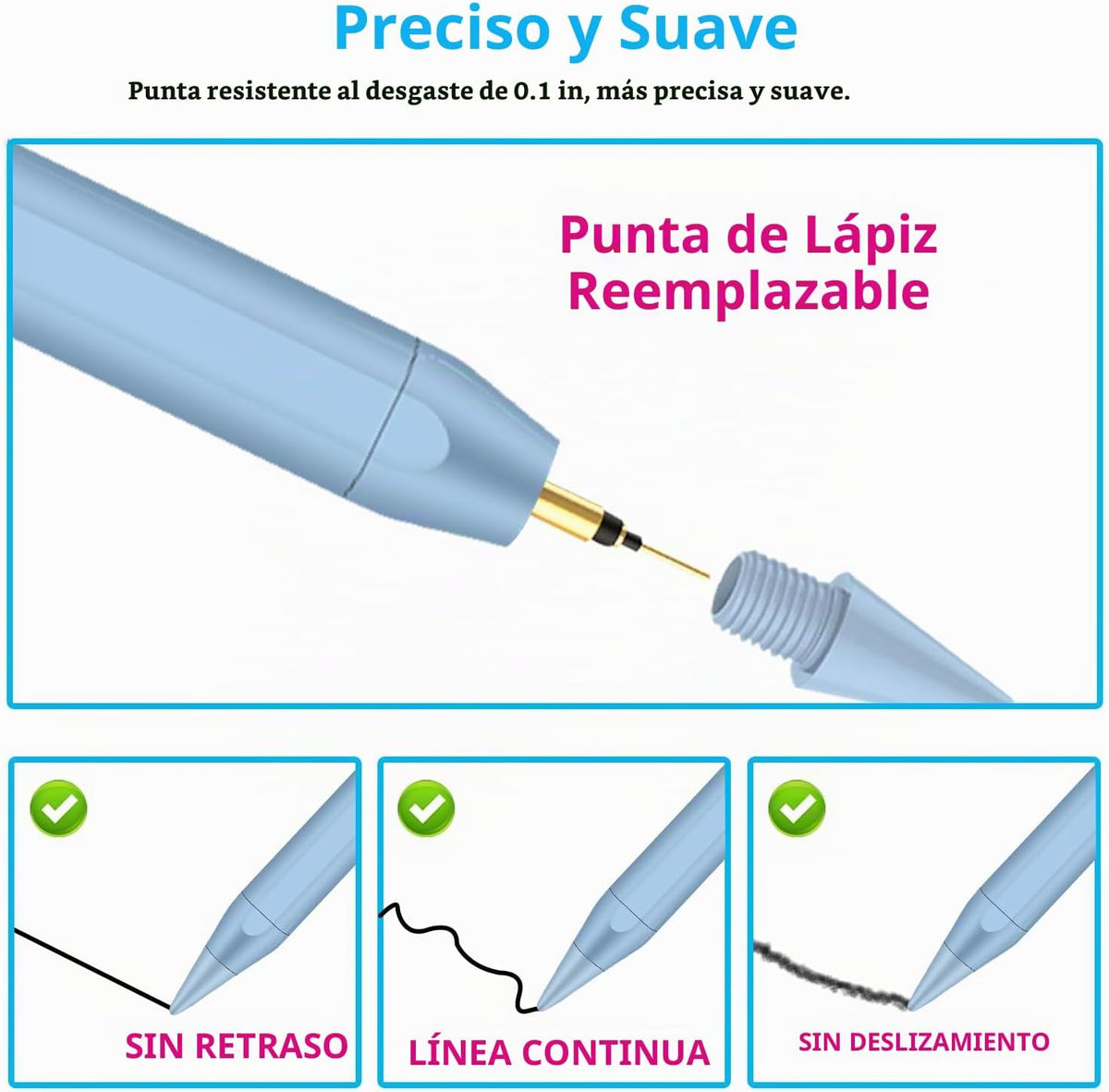 Lápiz óptico para iPad 2018-2026, 2 iPencil de carga rápida USB-C c...
