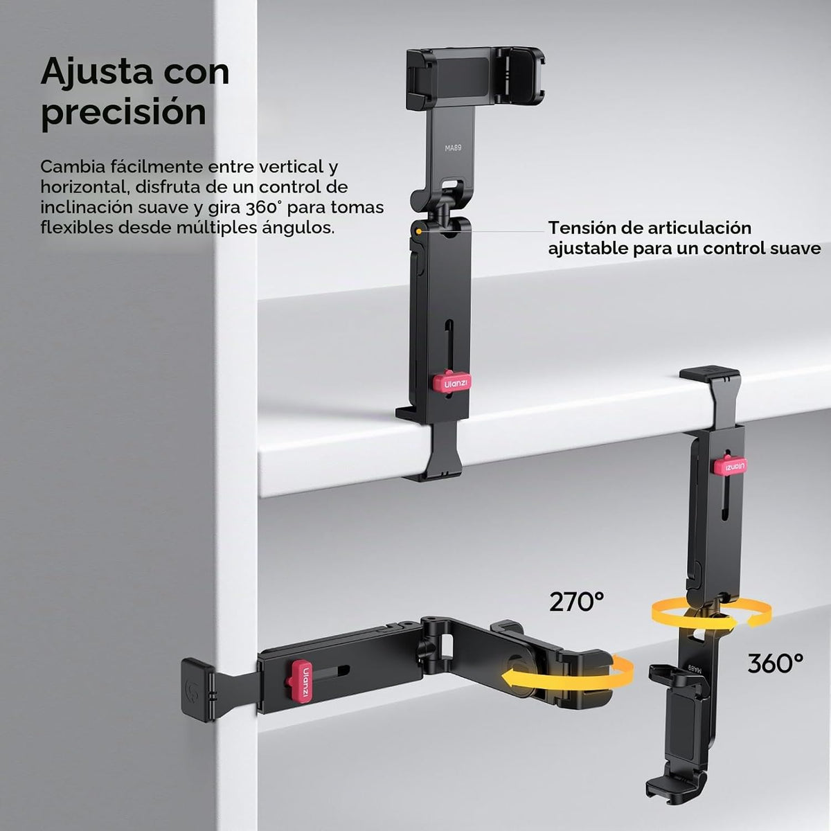 ULANZI MA89 2025 Soporte plegable para teléfono para avión, rotació...