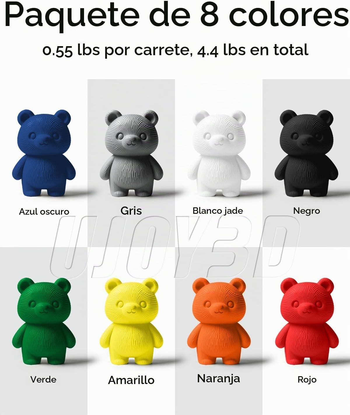 UJOY3D Paquete de 8 hilos Hyper PLA+ para impresora 3D, filamento m...
