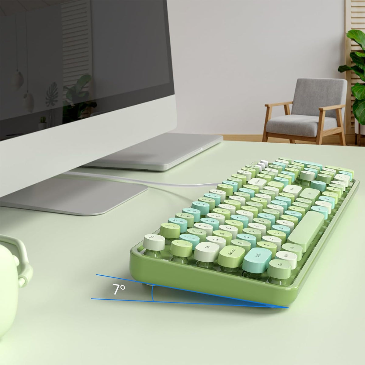 Dilter - Teclado con cable, 104 teclas, tamaño completo, tipo máqui...