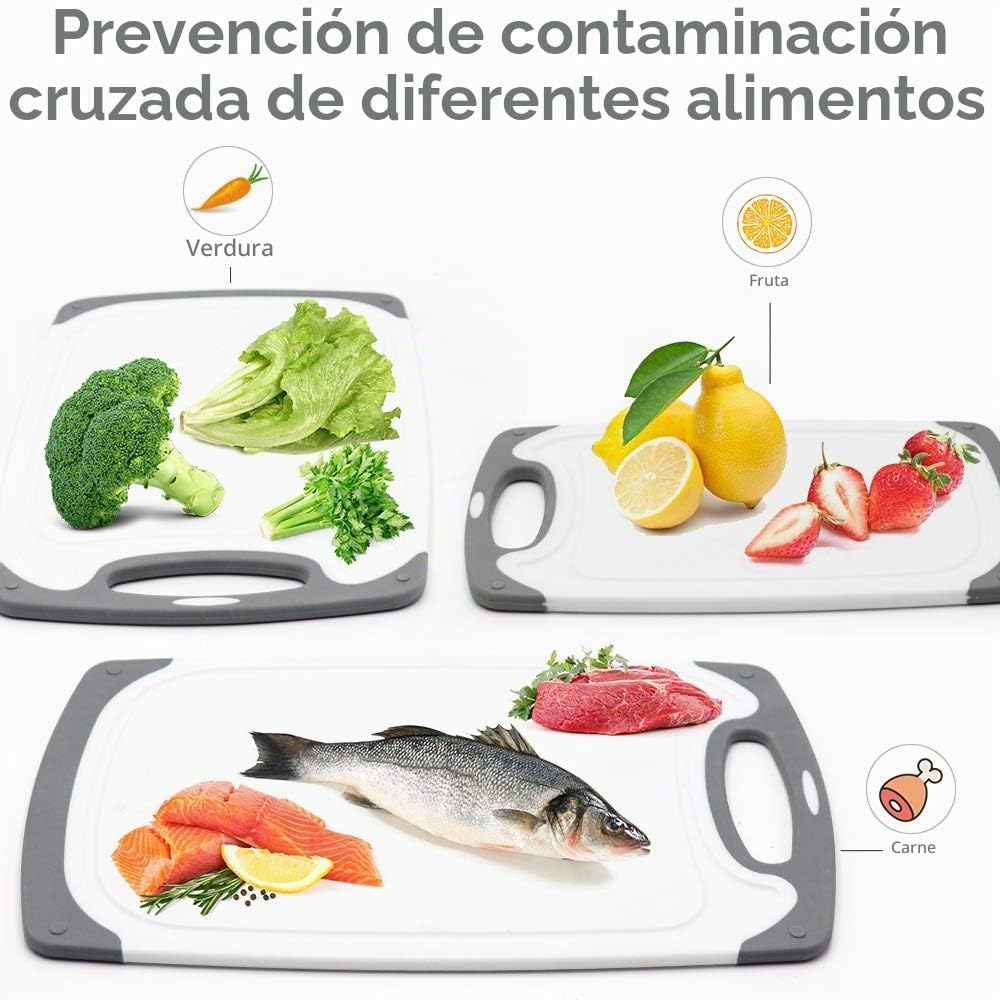 Tabla de cortar para cocina, juego de 4 tablas de cortar de plástic...