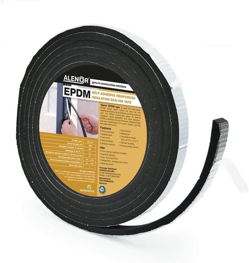 Alenor EPDM Cinta aislante de espuma negra autoadhesiva de 1\/3 x 1...