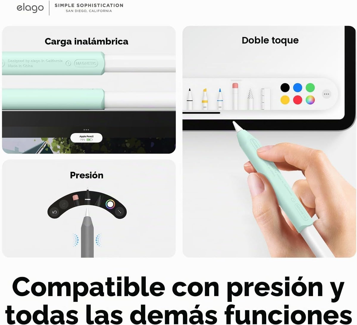 elago Agarre para Apple Pencil Pro, 1ª generación, 2ª generación y...