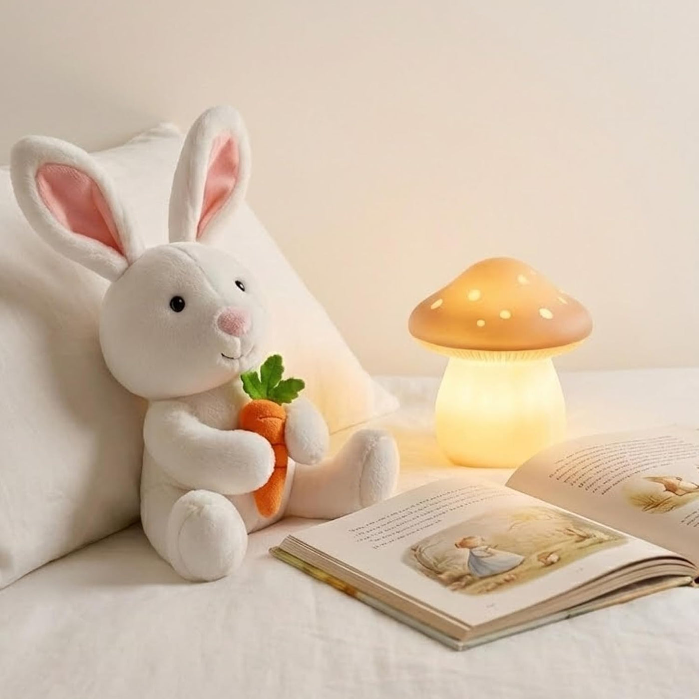 okegztoa Peluche de conejo sosteniendo zanahoria, juguete suave con...