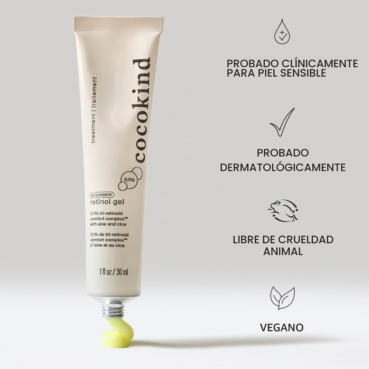 Cocokind Gel de retinol para principiantes 0.1%, mejora la aparienc...